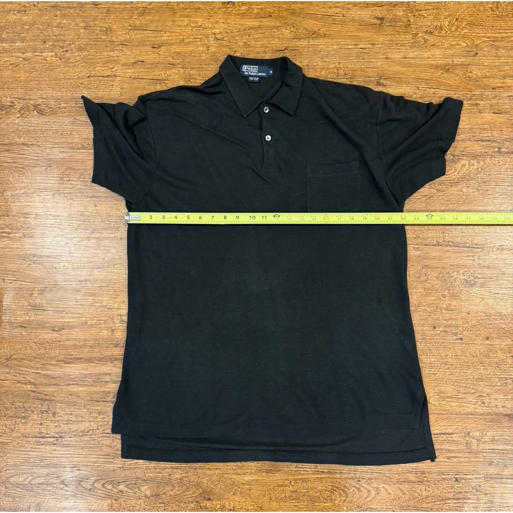 Vintage Polo Ralph Lauren Black 100% Linen Casual Short Sleeve Polo Shirt Men M - Picture 7 of 7